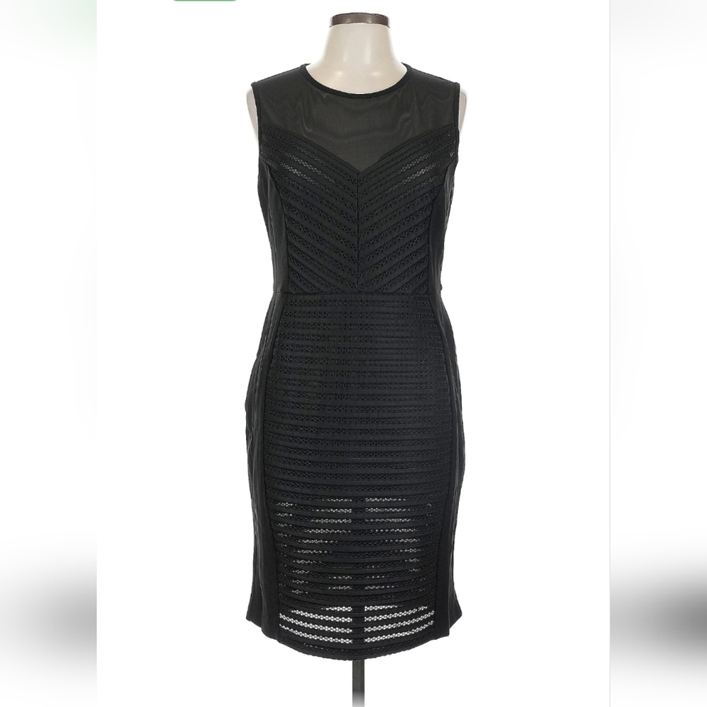 French Connection Black Mesh Midi Dress